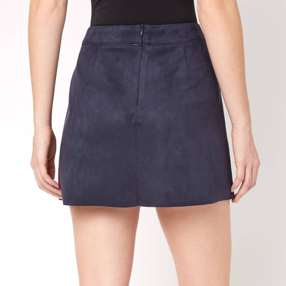 Abbeline Navy Geometric Patchwork Suede Mini Skirt - image 7